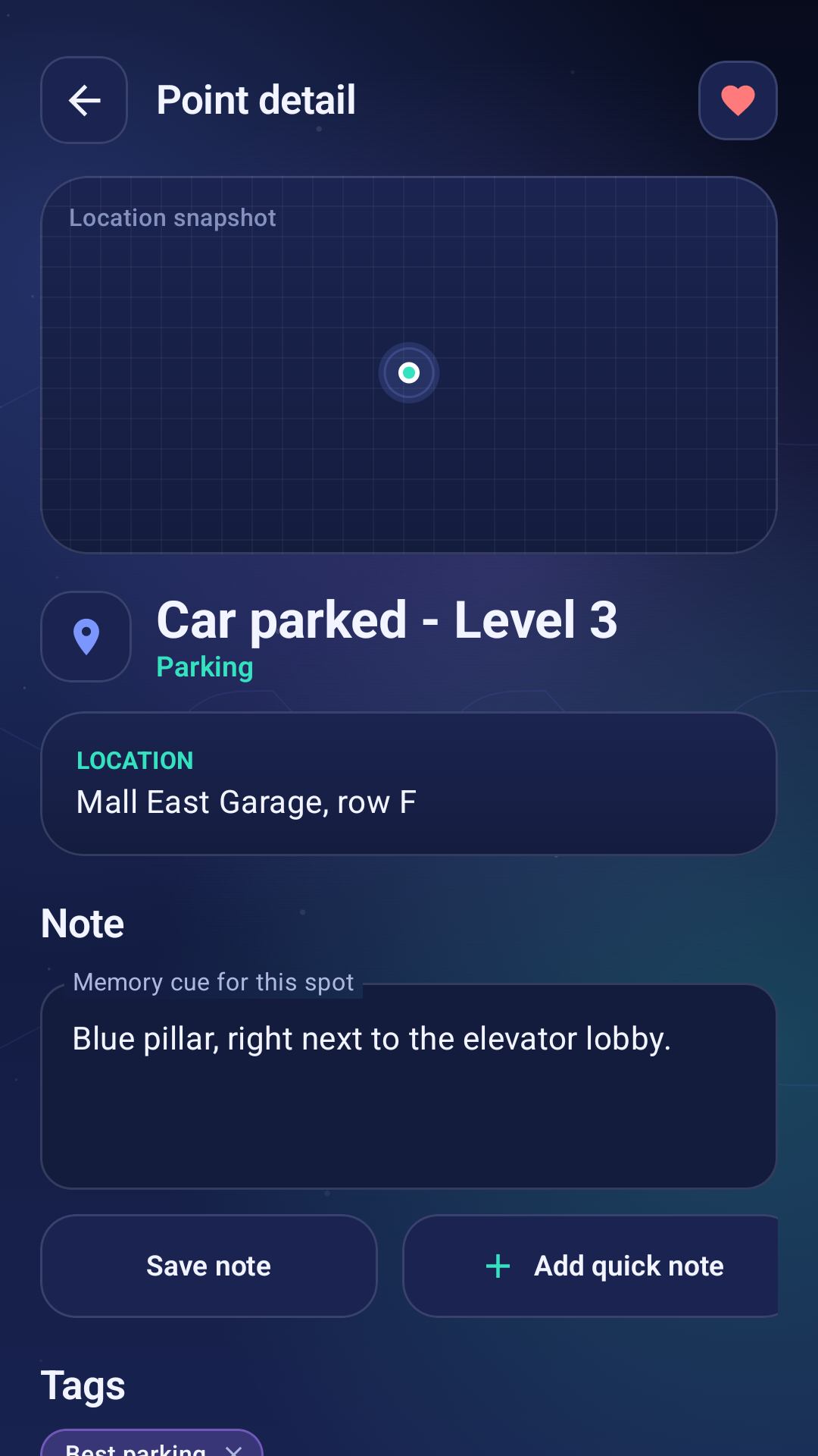 Pathfinder point detail screen